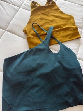Lululemon Align Tank Bundle Cross Back Mustard Yellow & Teal Size 4/6
